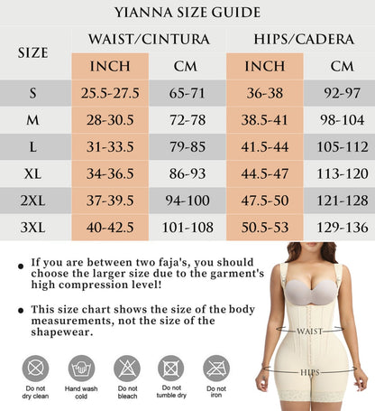 YIANNA Fajas Colombianas Moldeadoras Shapewear Tummy Control Body Shaper Postpartum Butt Lift Compression Garment with Steel Bones