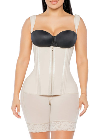 YIANNA Fajas Colombianas Postpartum Shapewear for Women Tummy Control Butt Lifter Body Shaper with Zipper and Hooks
